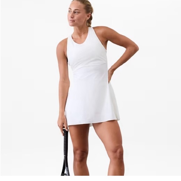 Athleta Dresses & Skirts - Athleta Bright White Match Point Pleated Tennis Golf Athletic Dress